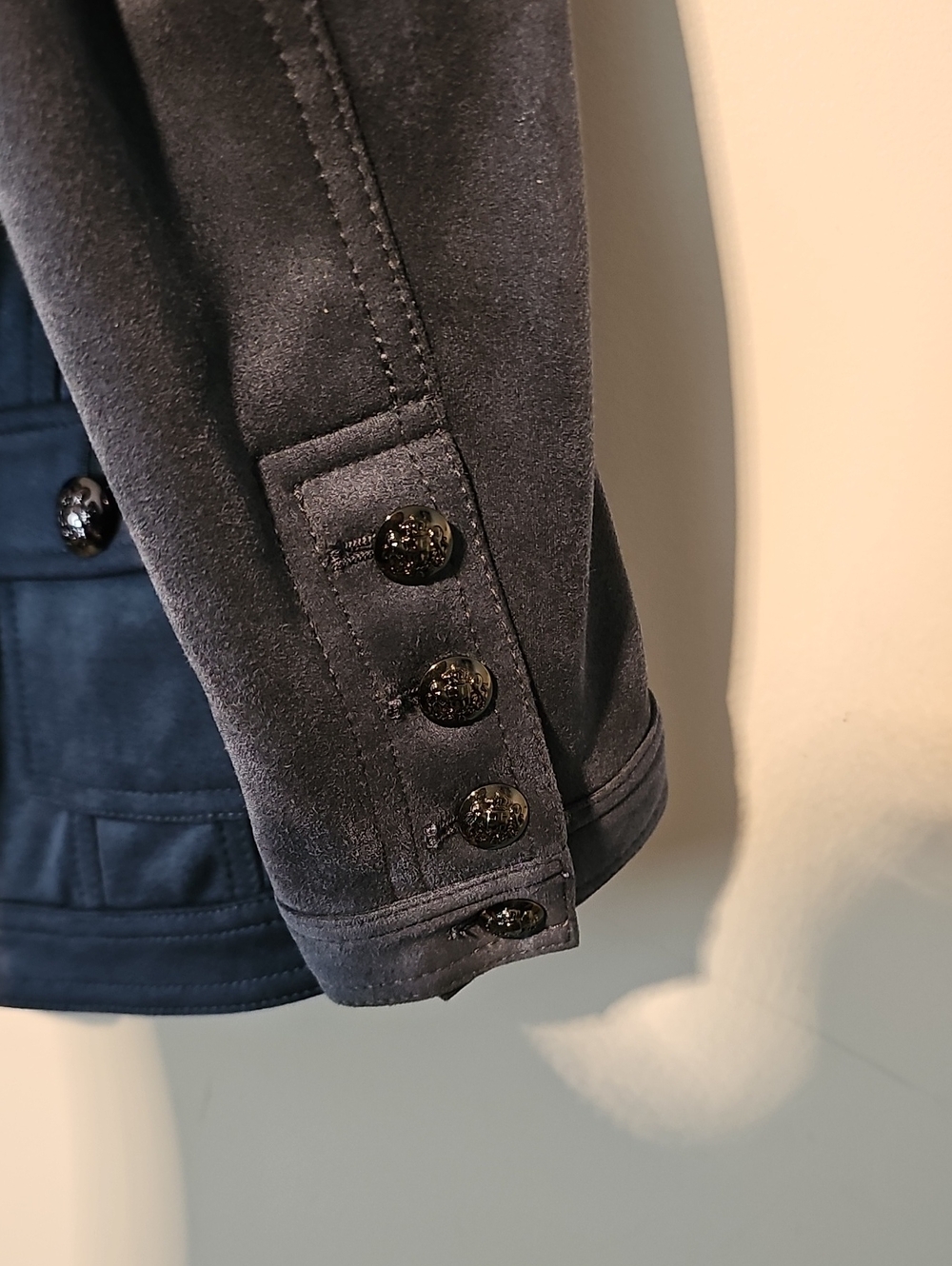 Dark Navy Suede Stud-Trim Jacket & Skirt Size 0 - Picture 10 of 12